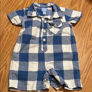TCP Blue and White Checkered Baby Romper Size 6-9M